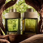 Flacon Bvlgari Man Wood Essence, eau de parfum boisée, vue de face.