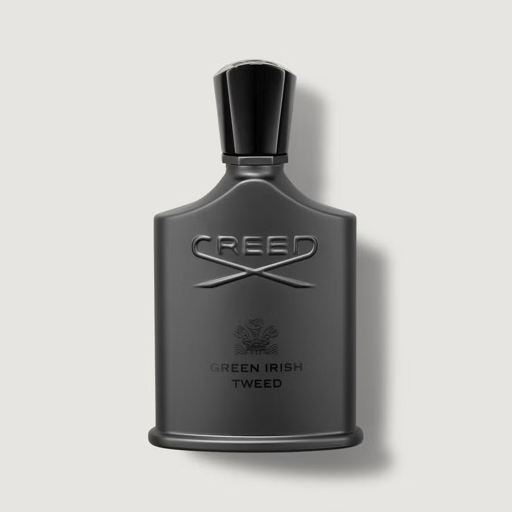 Flacon Creed Green Irish Tweed, eau de parfum, vue de face sur fond neutre.